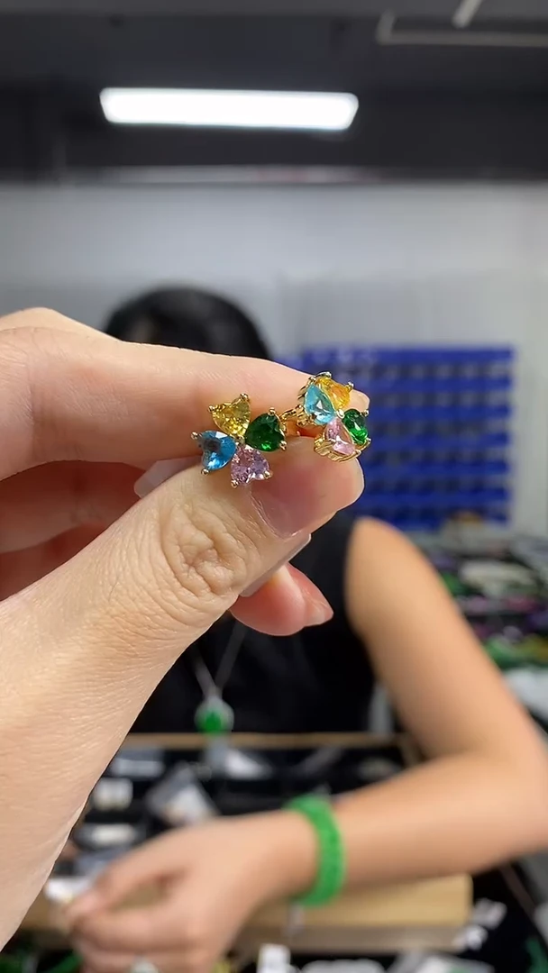 未镶嵌耳饰碧玺猫眼多样性发其一颜色微差