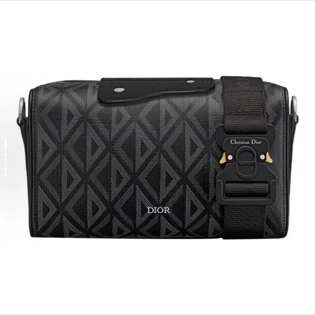 99新 DIOR/迪奥  Lingot 22 几何logo满印黑色 盒子斜挎包