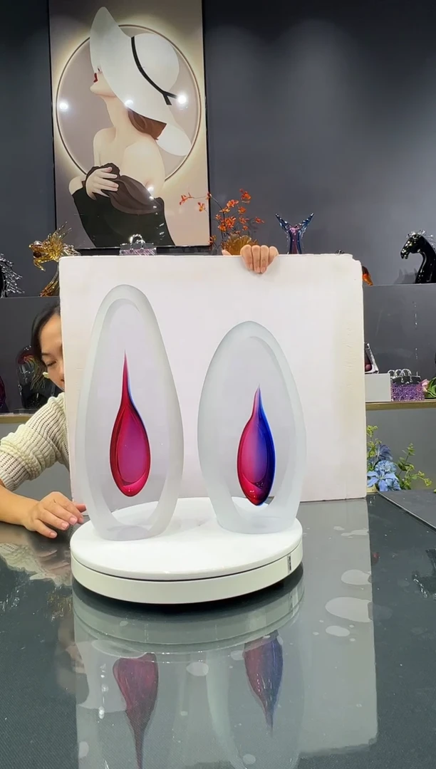 琉璃水晶琉璃摆件2个  孤品