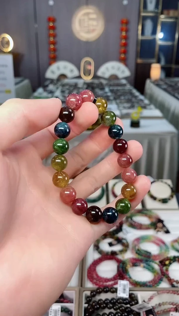 未镶嵌收藏级老矿碧玺单圈手串10mm+碧玺xion多样性发一条