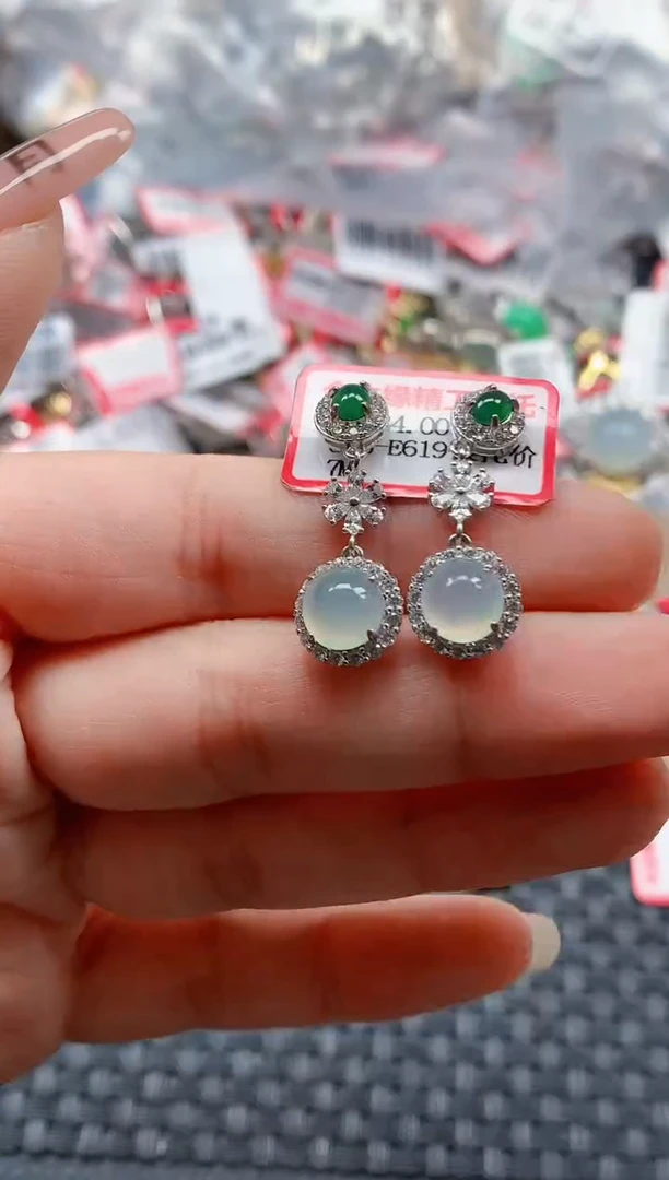 银S925镶嵌戒指翡翠天然A货缅甸翡翠