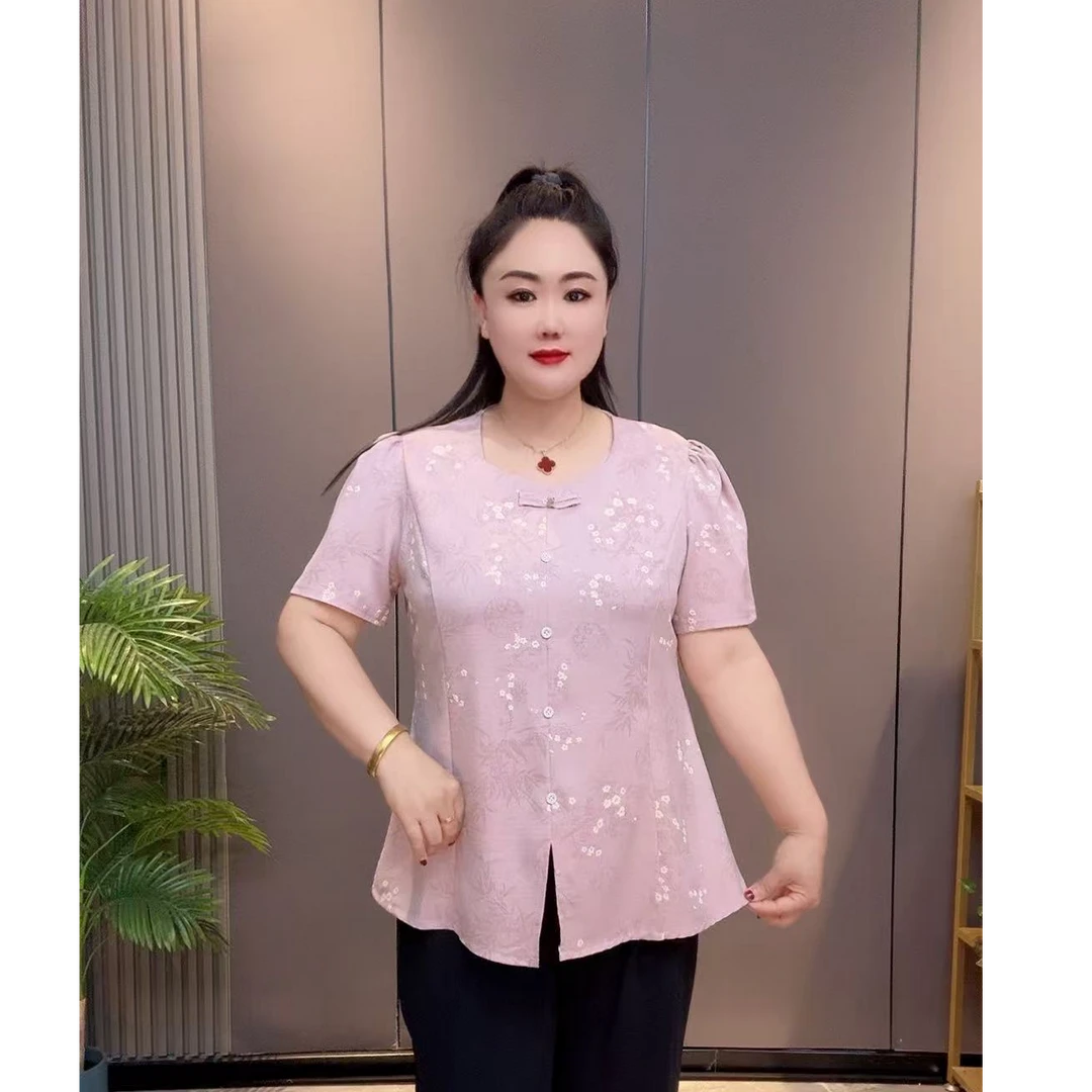 2025夏季新款时尚洋气圆领提花设计感开叉遮肉上衣