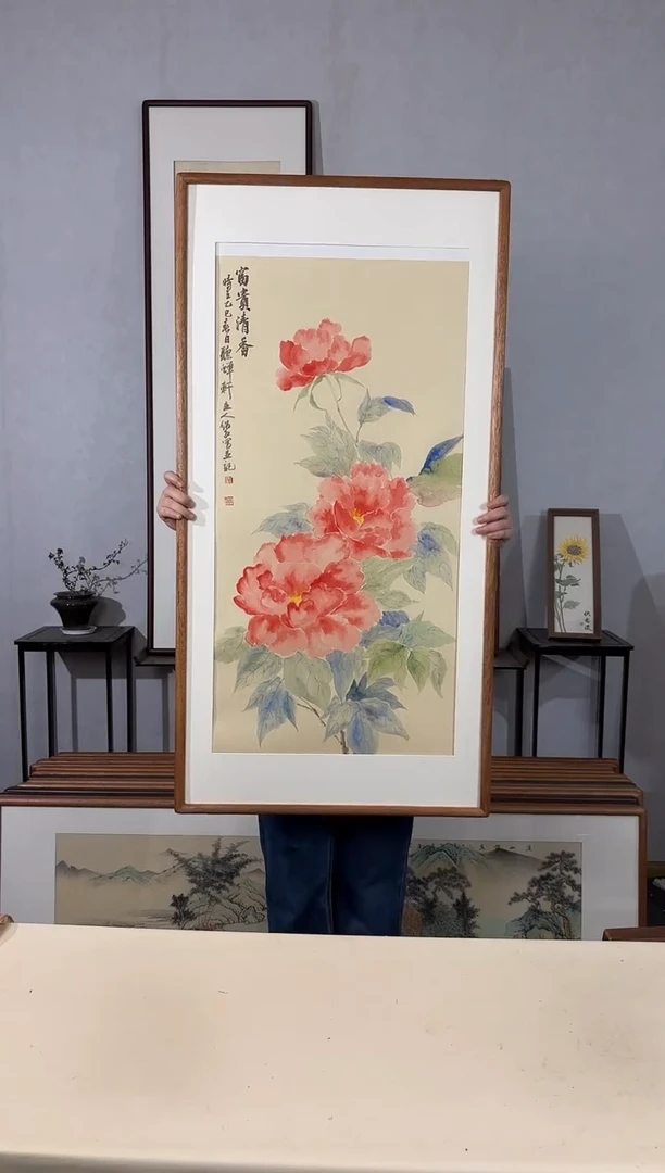 国画手绘*富贵清香（牡丹）*62*122cm
