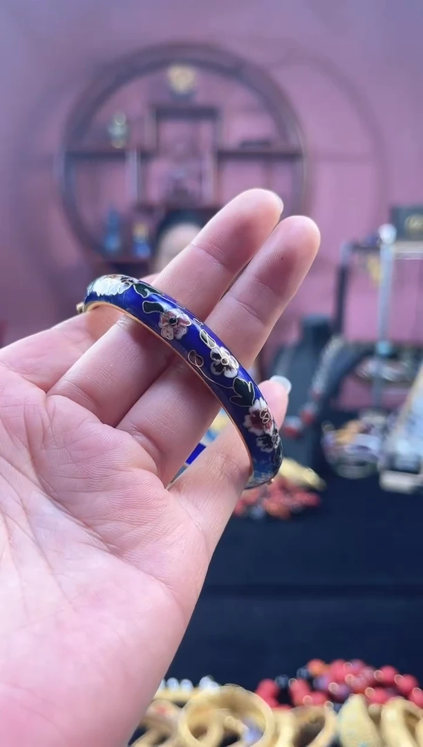 非遗 景泰蓝开口镯 56-64可戴 宝蓝