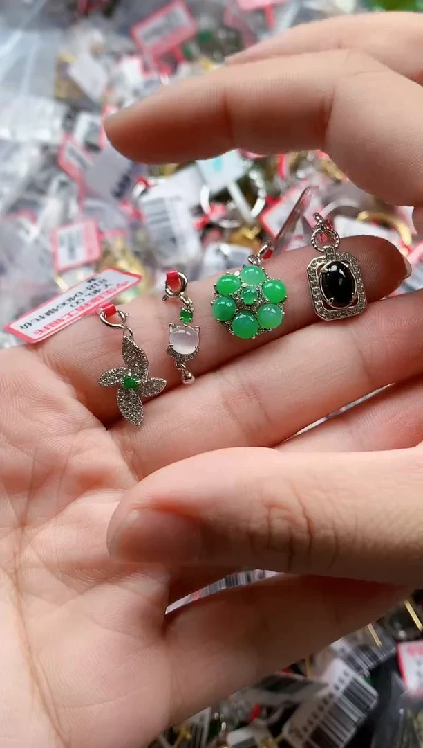 银S925镶嵌戒指翡翠天然A货缅甸翡翠