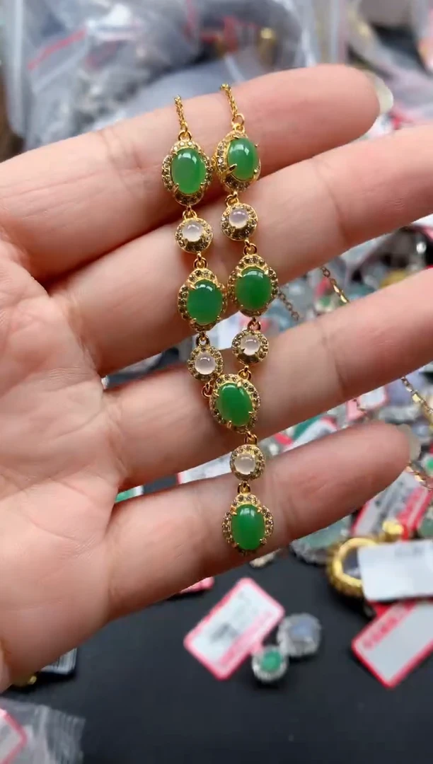 银S925镶嵌戒指翡翠天然A货缅甸翡翠