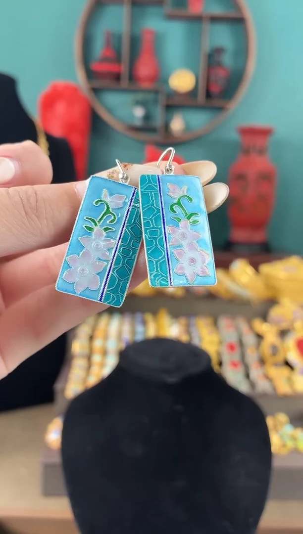 非遗手工烧蓝精品耳环