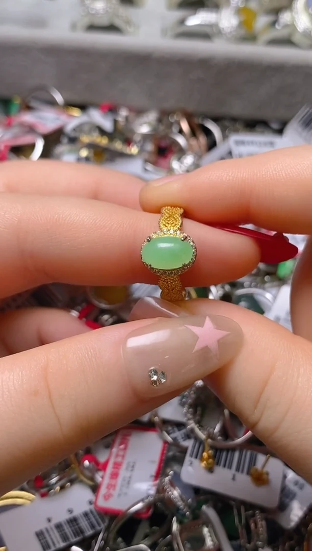 银S925镶嵌戒指翡翠百内无证书