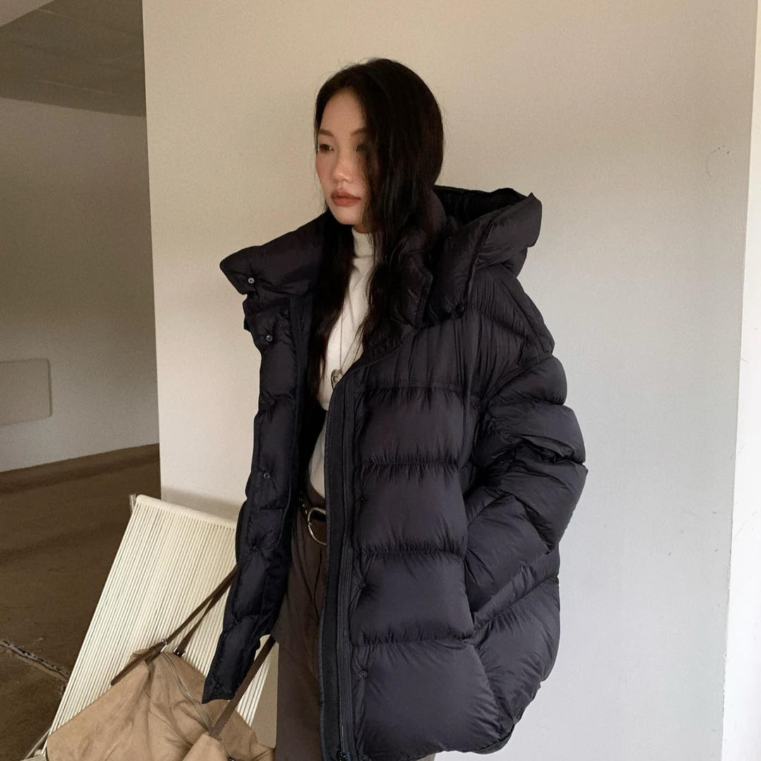 【黑色大元宝】9892韩系新国标95白鸭绒女泡芙设计感中长款羽绒服