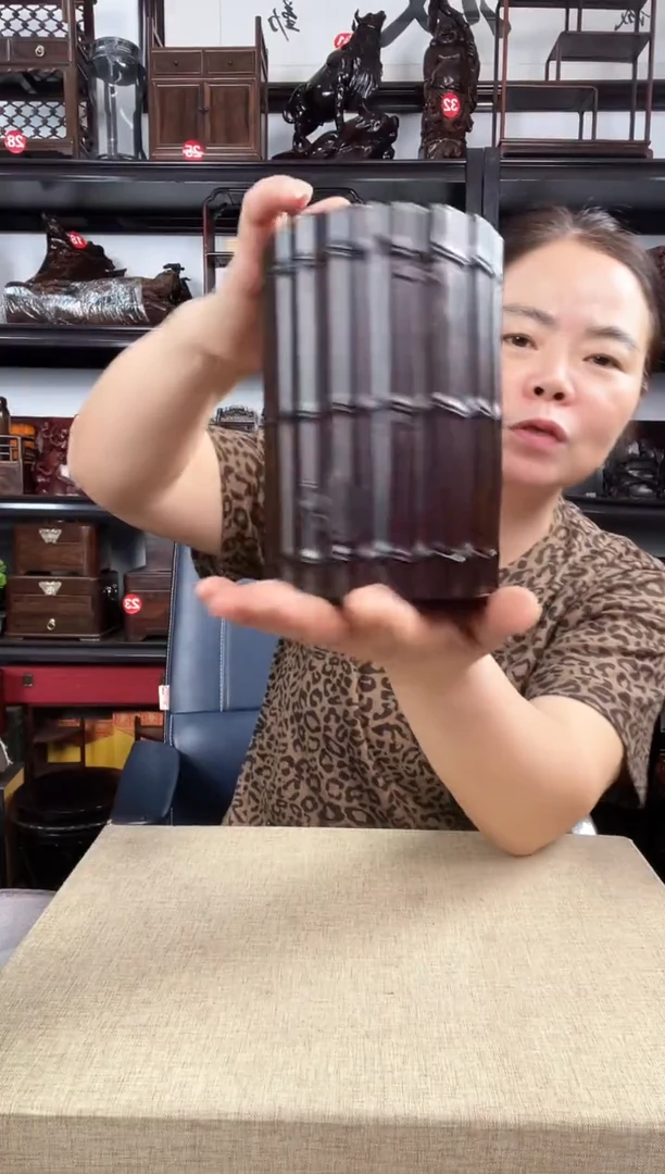 木竹节笔筒老李红木工艺品