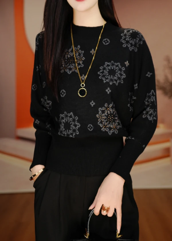 素曼 秋季新款含绵羊毛衣针织毛线衣柔软保暖百搭上衣V25L818