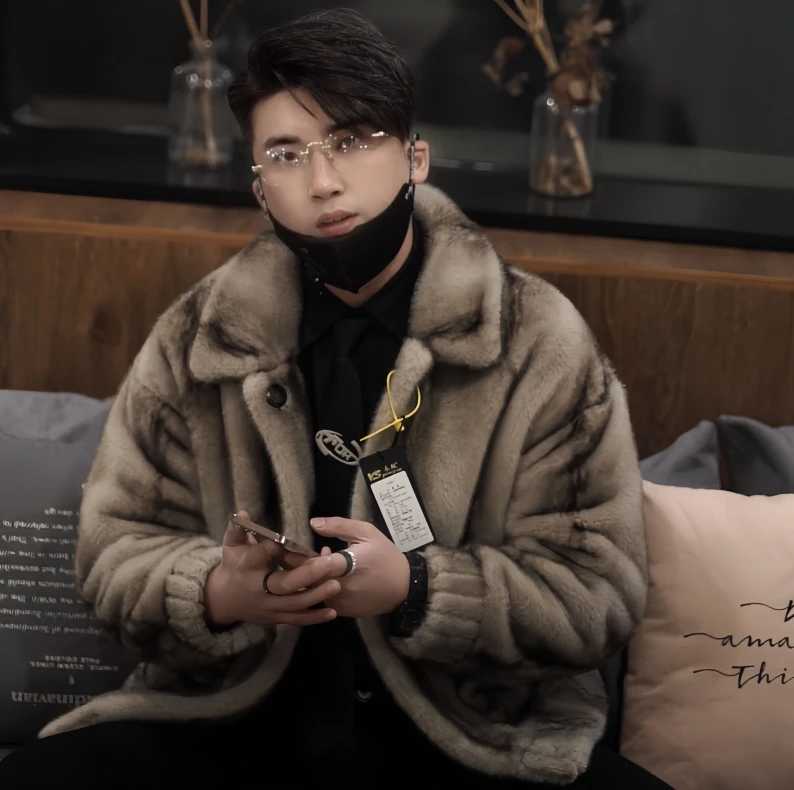 {直播}Yong Sa/冬季新款双面穿加厚男装夹克毛毛男外套-2208