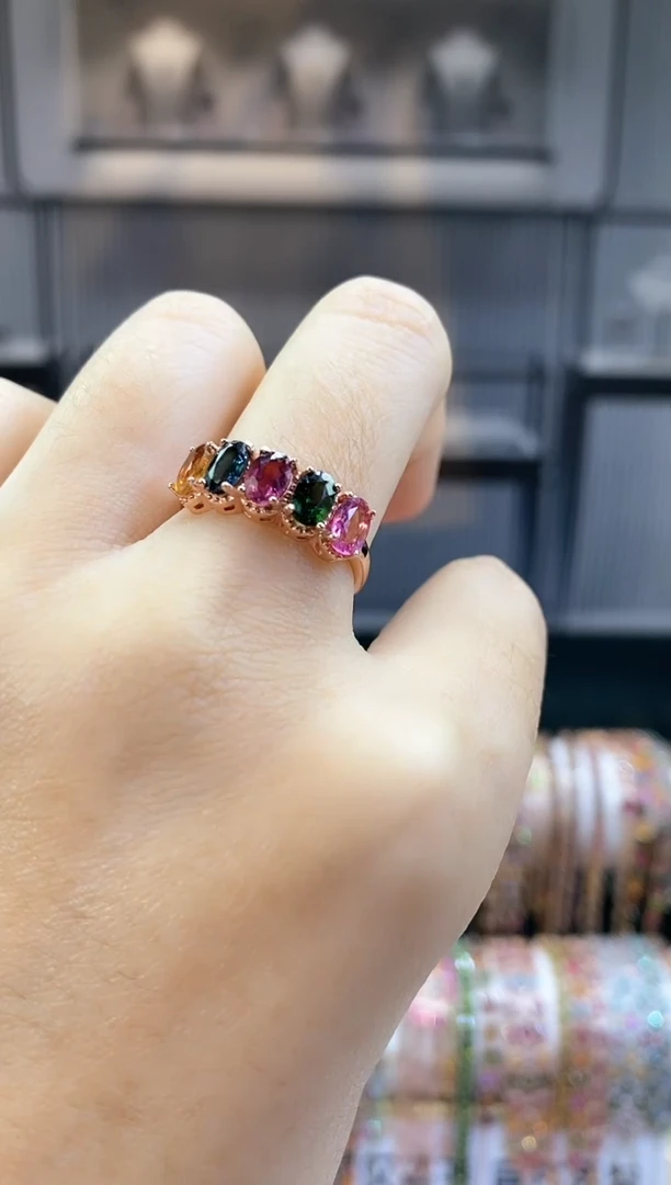 银S925镶嵌戒指碧玺666666666