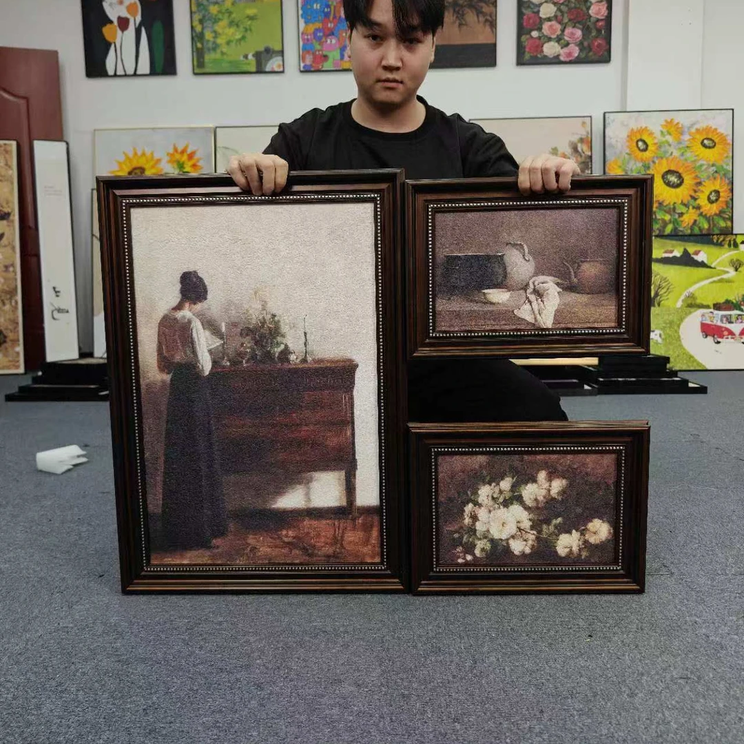 安宁与闲法式小众复古风客厅挂画餐厅墙画美式装饰画组合壁画3570