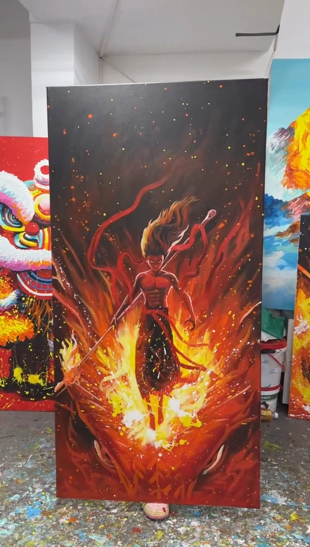 【闪购商品】丙烯画大树1.6米哪吒加框