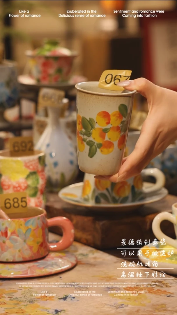 陶瓷067景德镇高温手绘釉下彩设计师款式