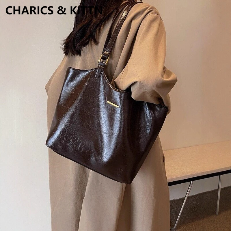 CHARICS&KITTN包包女式2025新款托特包真皮大容量上班通勤单肩包
