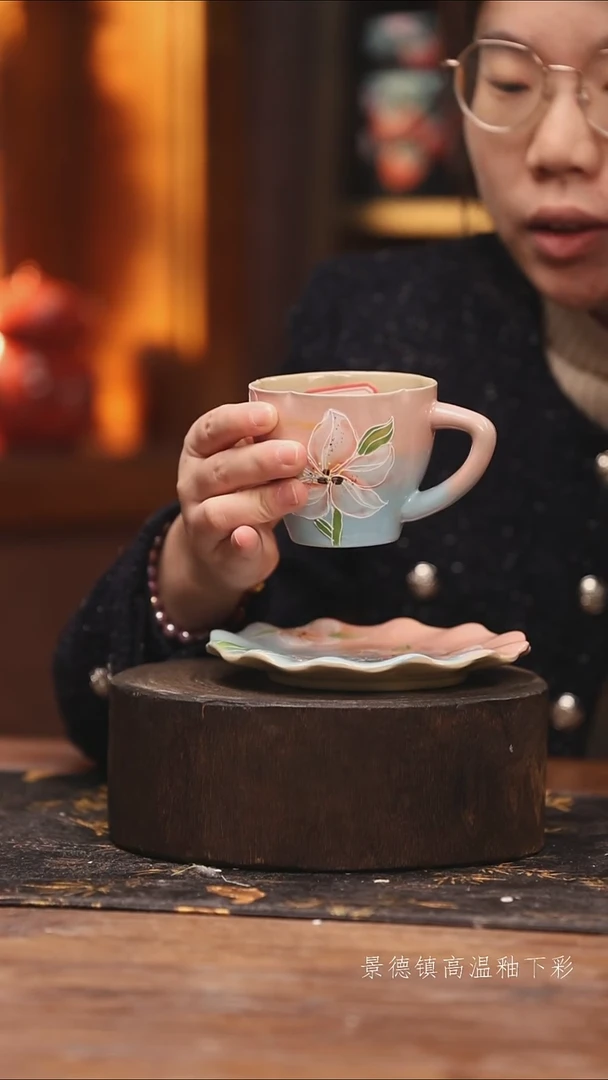 陶瓷景德镇高温釉下手绘陶瓷@L811@