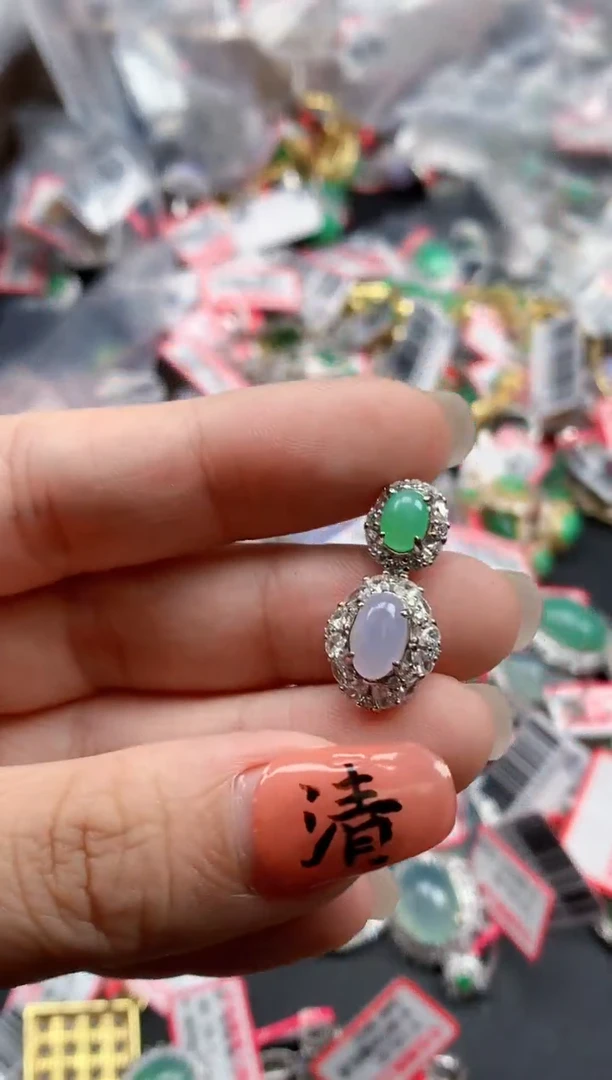 银S925镶嵌戒指翡翠天然A货缅甸翡翠