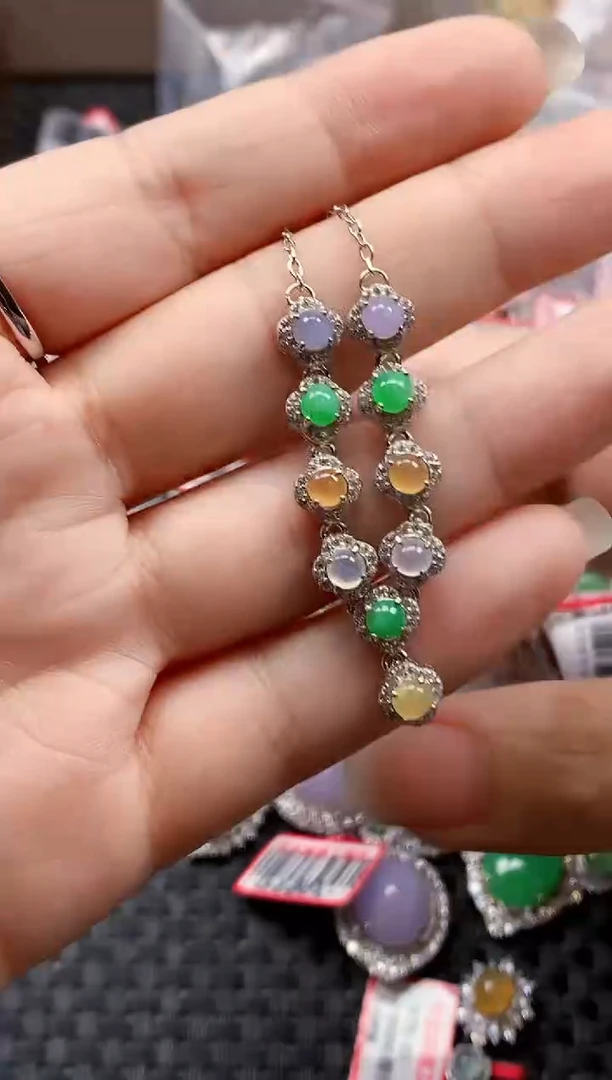 银S925镶嵌戒指翡翠天然A货缅甸翡翠