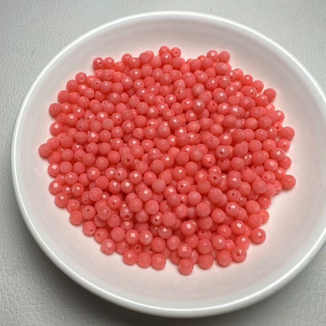 天然散珠 玛瑙切割面(粉红)[M057] 4mm50 颗 10元