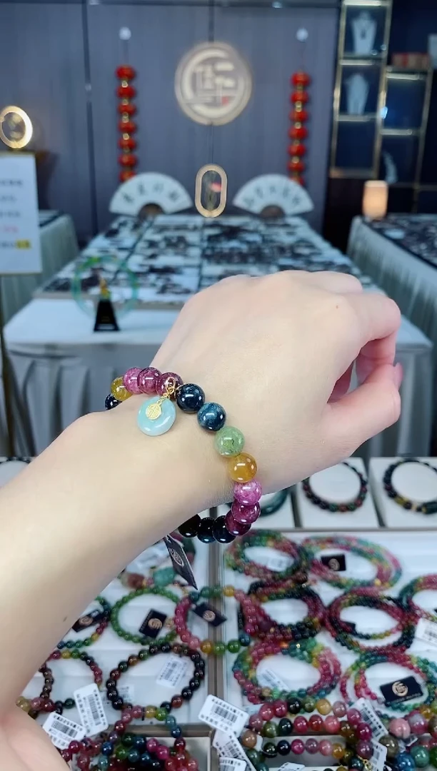 未镶嵌老矿碧玺单圈手串9mm+碧玺hon多样性发一条