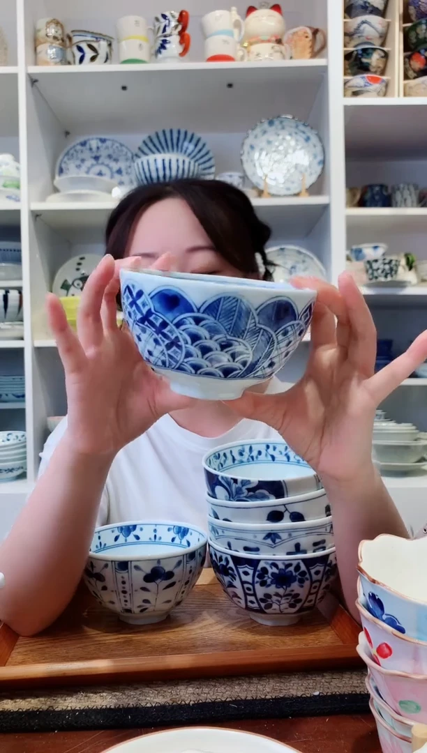 陶瓷蓝凛堂祥瑞利休碗