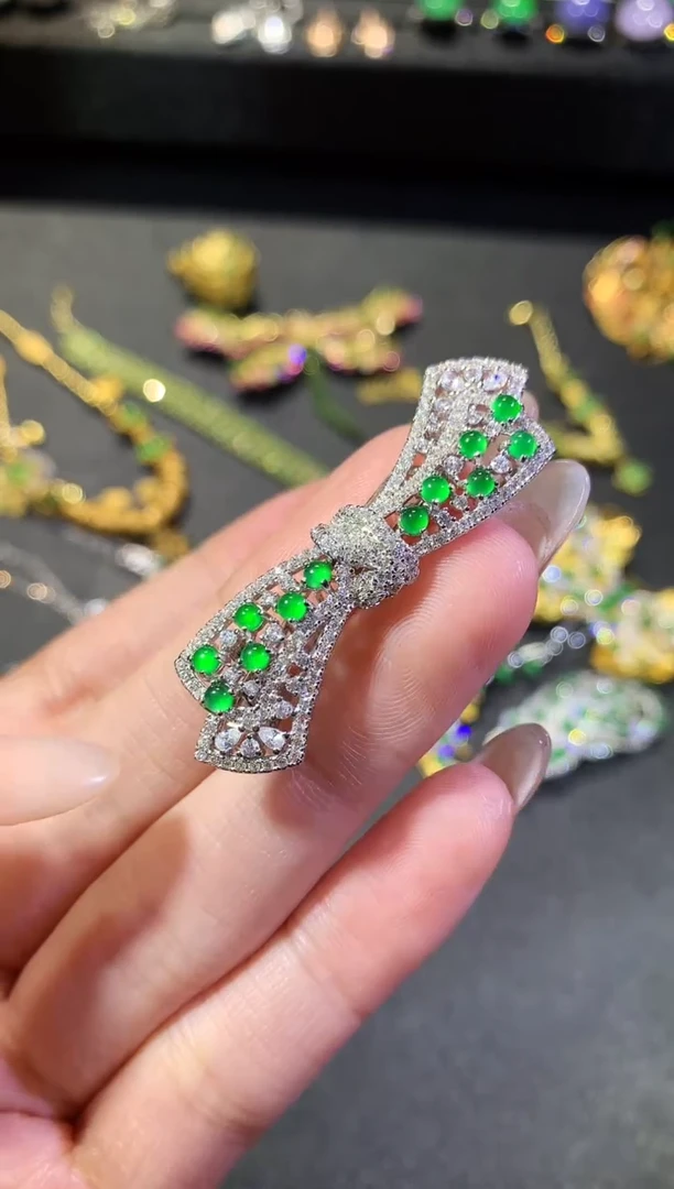 【闪购商品】翡翠挂件银S925镶嵌108发夹（多样性发货一件