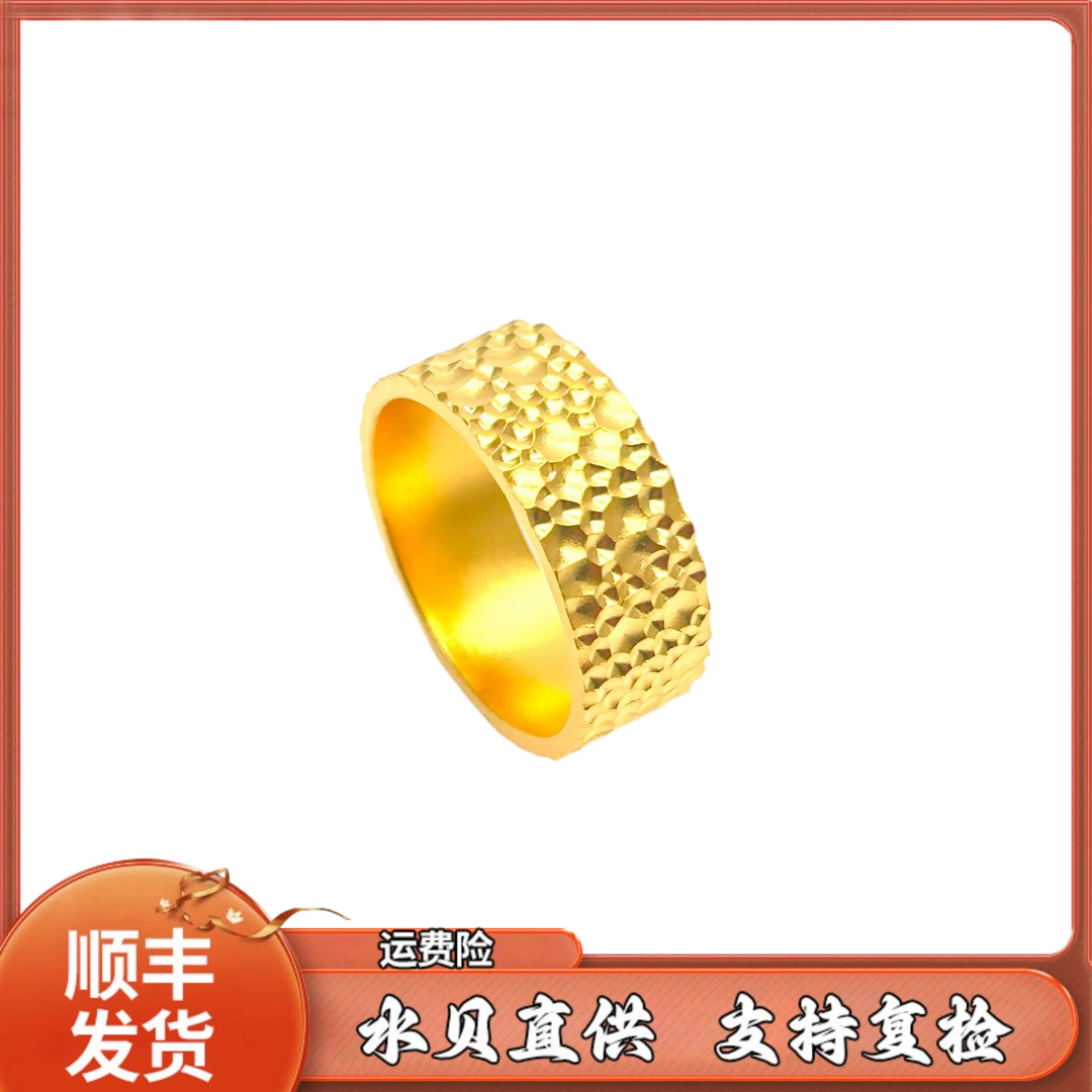 足银戒指 复古锤纹戒指情侣