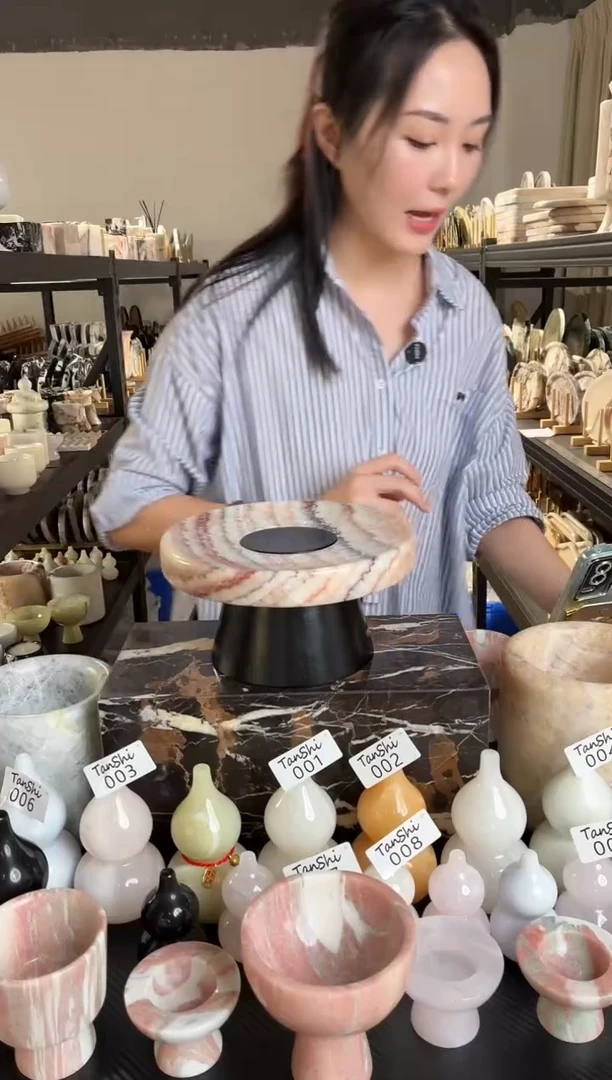 石材023希腊彩虹高脚托盘