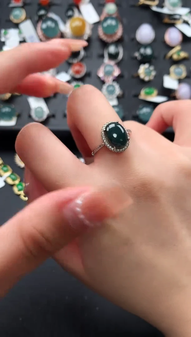 【闪购商品】翡翠戒指银S925镶嵌52141