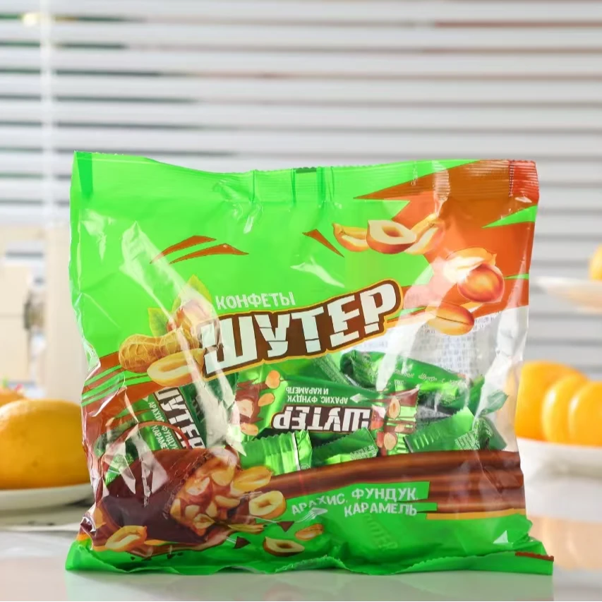 【2包】俄罗斯原装进口俄洛哆巧克力花生夹心糖500g/包