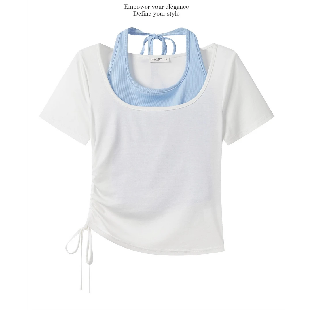 羊城故事-轻薄挂脖吊带罩衫休闲裤套装女韩系甜美两件套Y50651003