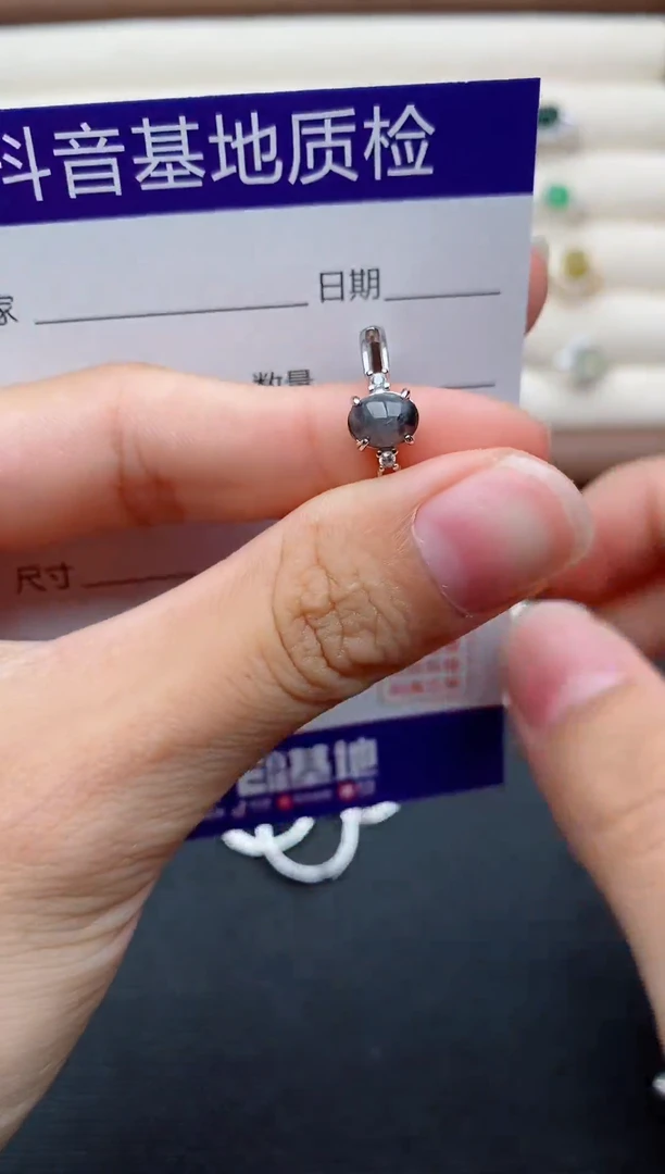 银S925镶嵌戒指翡翠1