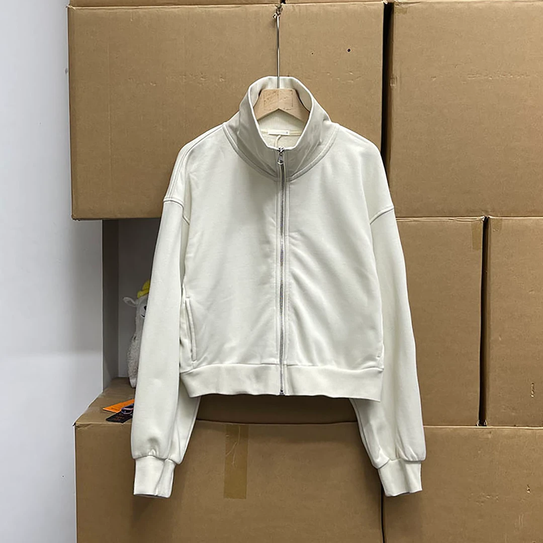 岛国单！！春新款慵懒风上衣简约拉链立领纯色宽松卫衣外套