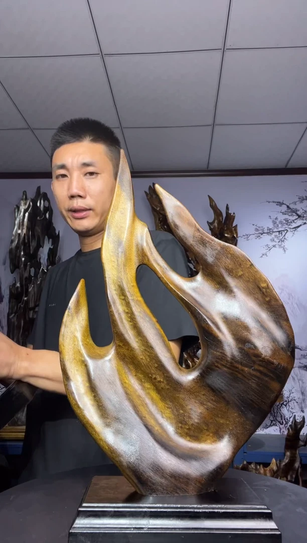 金丝楠木雕款童*金丝楠木工艺品摆件