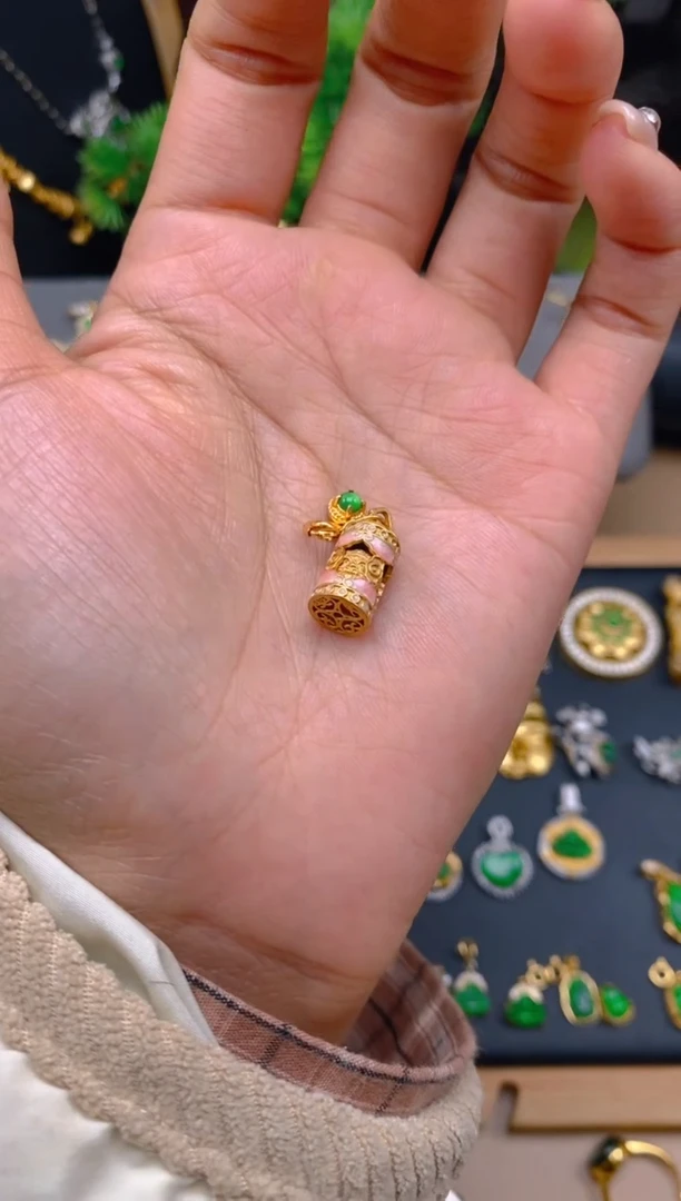 吊坠(不含链)银S925镶嵌翡翠配饰