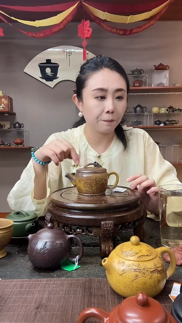 茶壶紫砂花开富贵汉瓦 高温柴烧