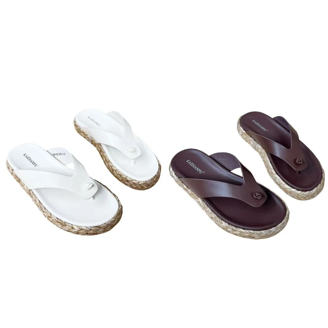 女款；906-36极简侧编织人字拖