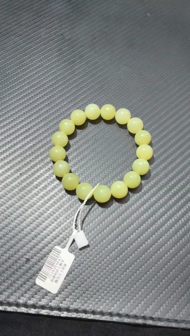 未镶嵌手串和田玉（黄玉）若羌卡12正黄口手串微色差