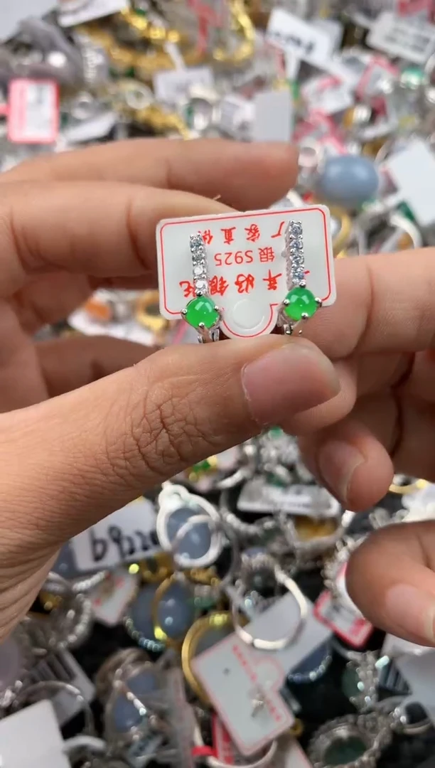 银S925镶嵌戒指翡翠888----8