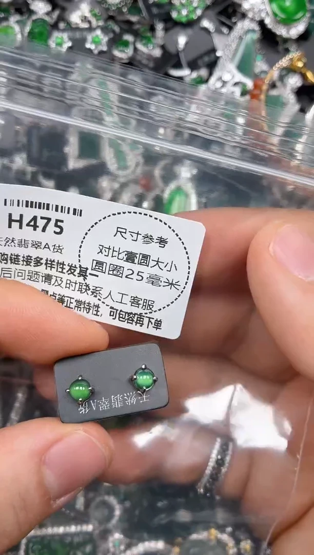 颈饰未镶嵌翡翠H475耳钉