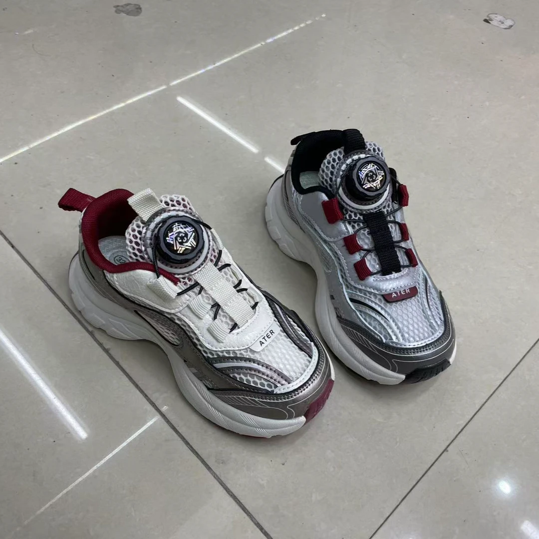 春季单网 1088儿童休闲软底百搭纽扣运动老爹鞋