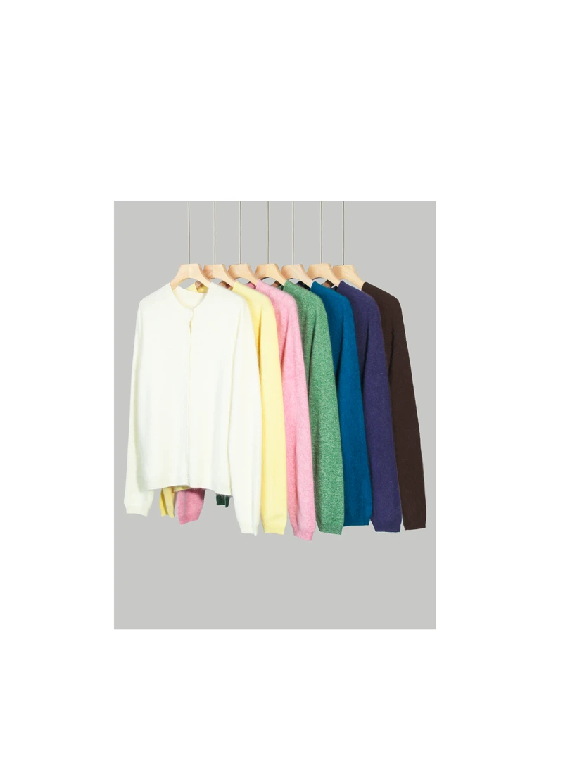 【心头爱】山羊绒+绵羊毛  超细超软纯色圆领长袖羊毛衫98-M2510