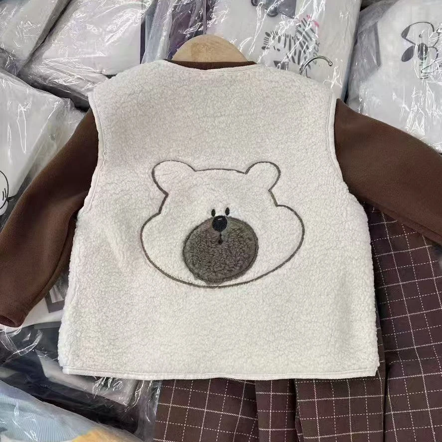 卡通休闲风男宝女宝加绒秋冬季马甲