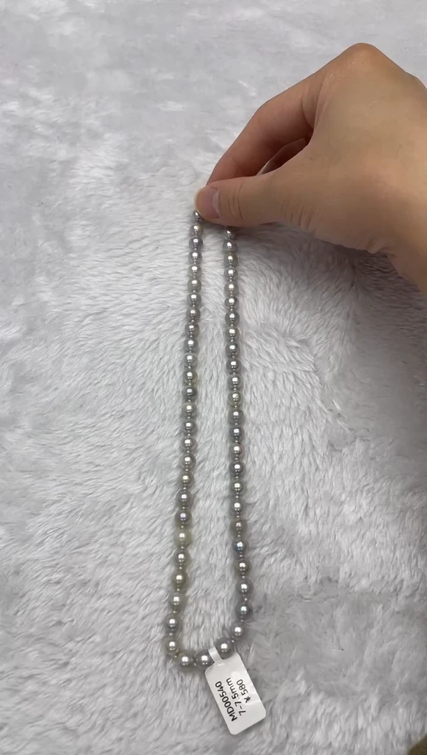 项链银S925镶嵌海水珍珠AK真多麻7-7.5mm