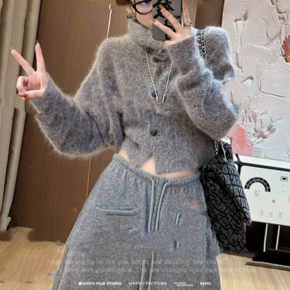 F1秋冬新款厚毛衣外套针织衫开衫宽松显瘦上衣