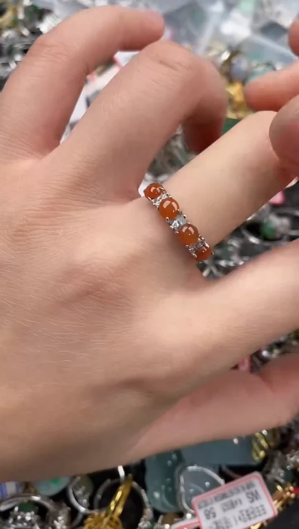 银S925镶嵌戒指翡翠888                 9