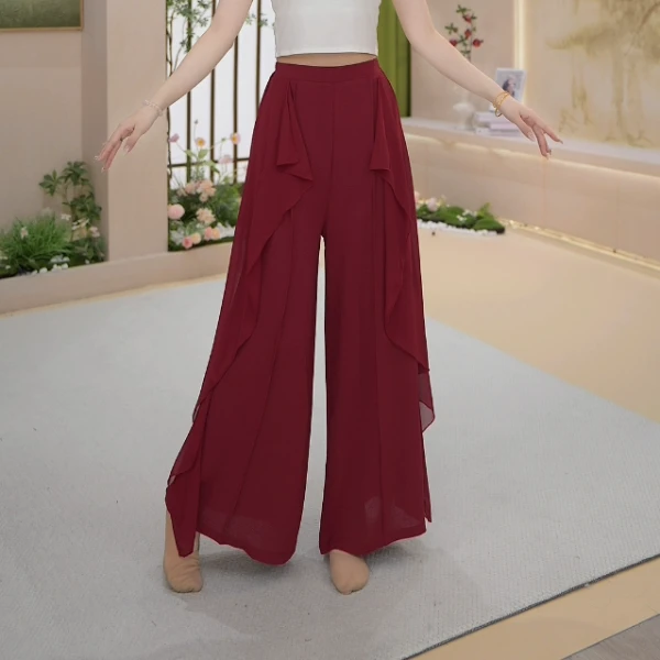 【柠檬优选】046飘带裤夏季直筒薄款现代舞阔腿裤飘逸舞蹈练功裤