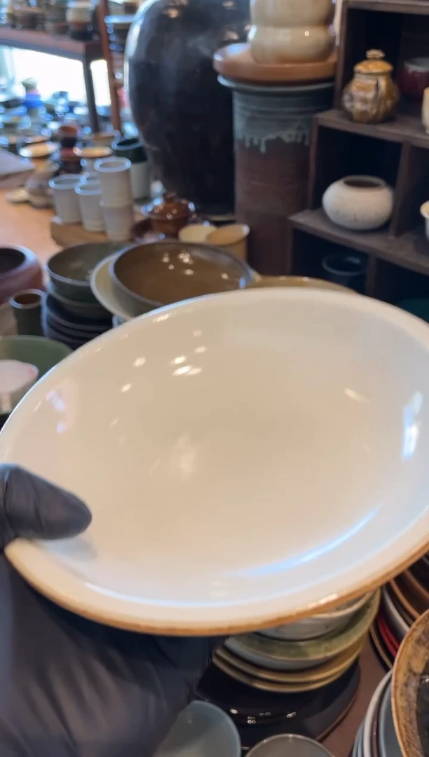 【闪购商品】瓷片605  外陶内青反口盘1个